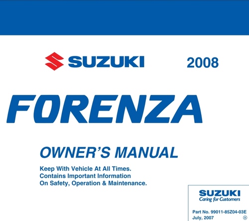 Product picture Suzuki forenza 2008 owner manual 